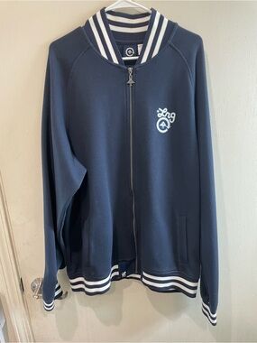 LRG Navy  varsity Jacket with White Striped Trim